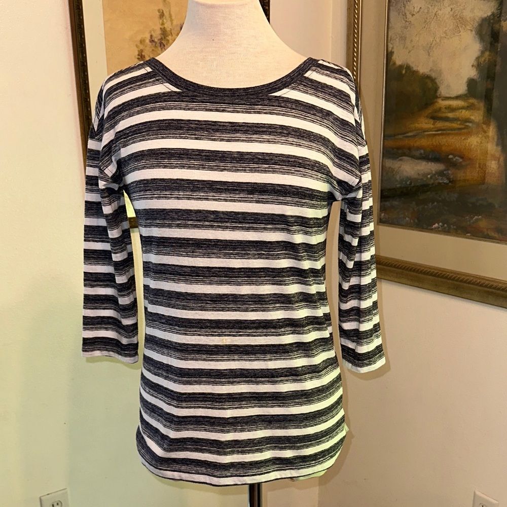 T by Talbots Striped Women's Top - Blue and White w/ Tie Back Size P